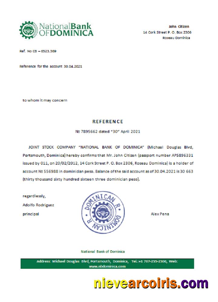 Dominicia National Bank of Dominica reference